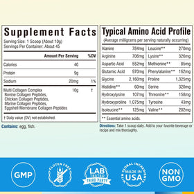 Terranics Multi Collagen Peptides 558g product scoop with powder
