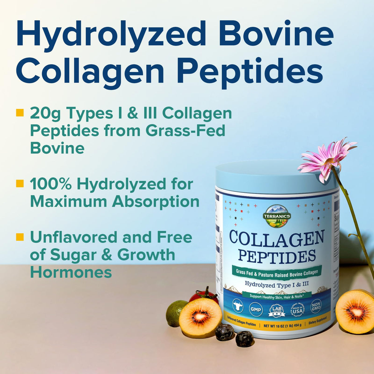 Terranics Poudre de Collagène Hydrolysé 581g avec cuillère