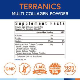 Terranics Poudre de Collagène Multi Peptides 322g vue arrière