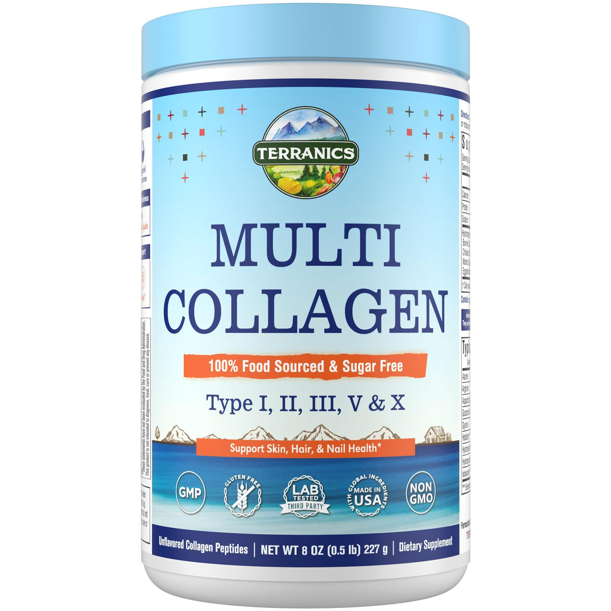 Terranics Poudre de Collagène Multi Peptides 322g vue avant
