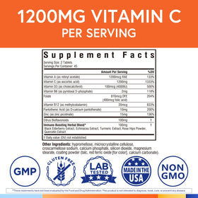 Terranics Vitamine C 1200 mg comprimés, emballage et étiquette