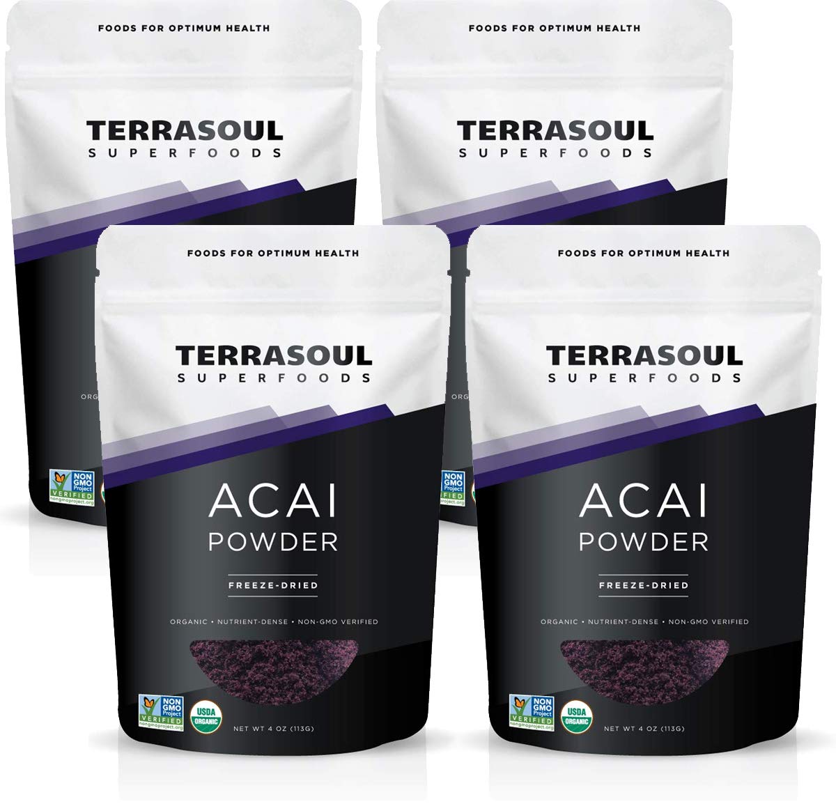 Terrasoul Superfoods Poudre de Baies d'Açaï Bio 16 oz Pack de 4 vue de face