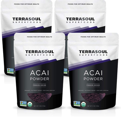 Terrasoul Superfoods Poudre de Baies d'Açaï Bio 16 oz Pack de 4 vue de face