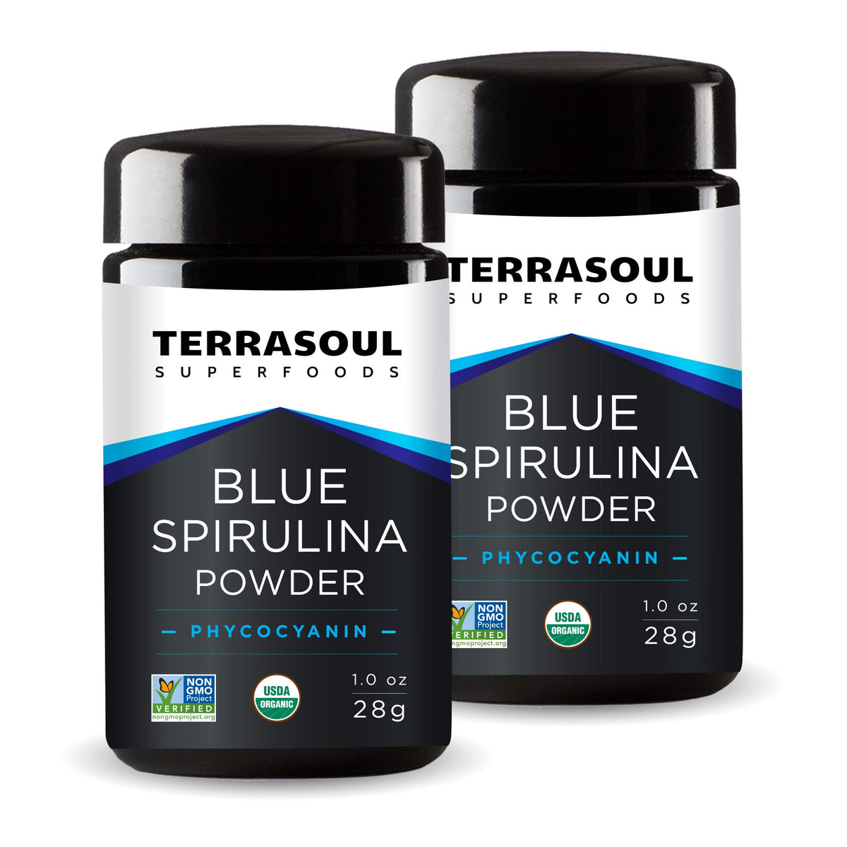 Terrasoul Superfoods Poudre de Spiruline Bleue Bio pot en verre violet