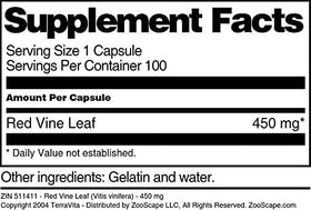 Terravita Feuille de Vigne Rouge 450 mg gélule sur fond blanc