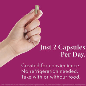Terrene Products complément alimentaire 4 en 1 femme 68g, capsules sur une main