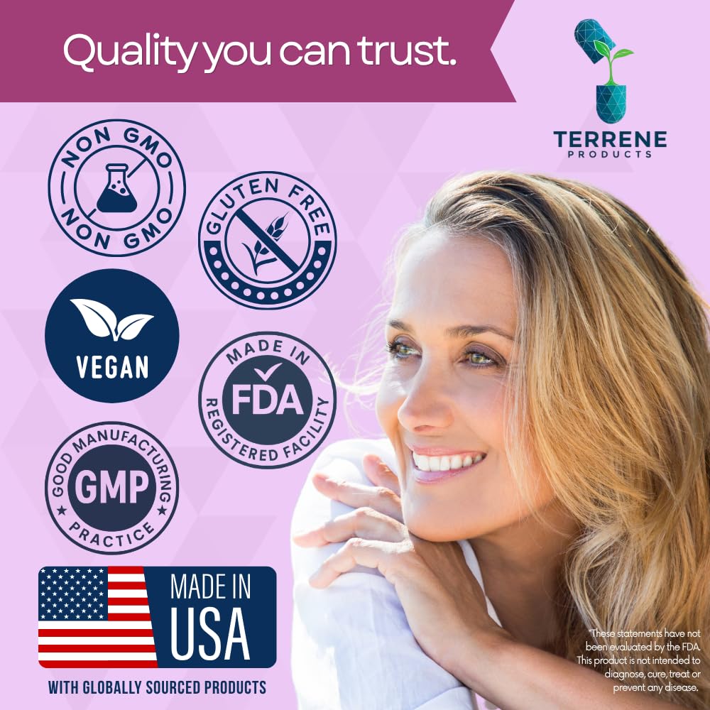 Terrene Products complément alimentaire 4 en 1 femme 68g, vue arrière du flacon