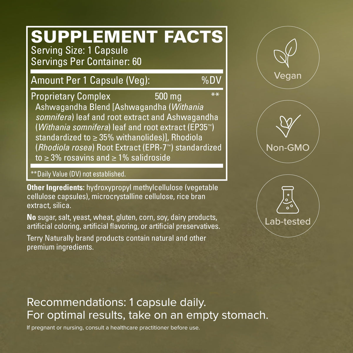 Terry Naturally Adaptra capsules ouvertes montrant le contenu