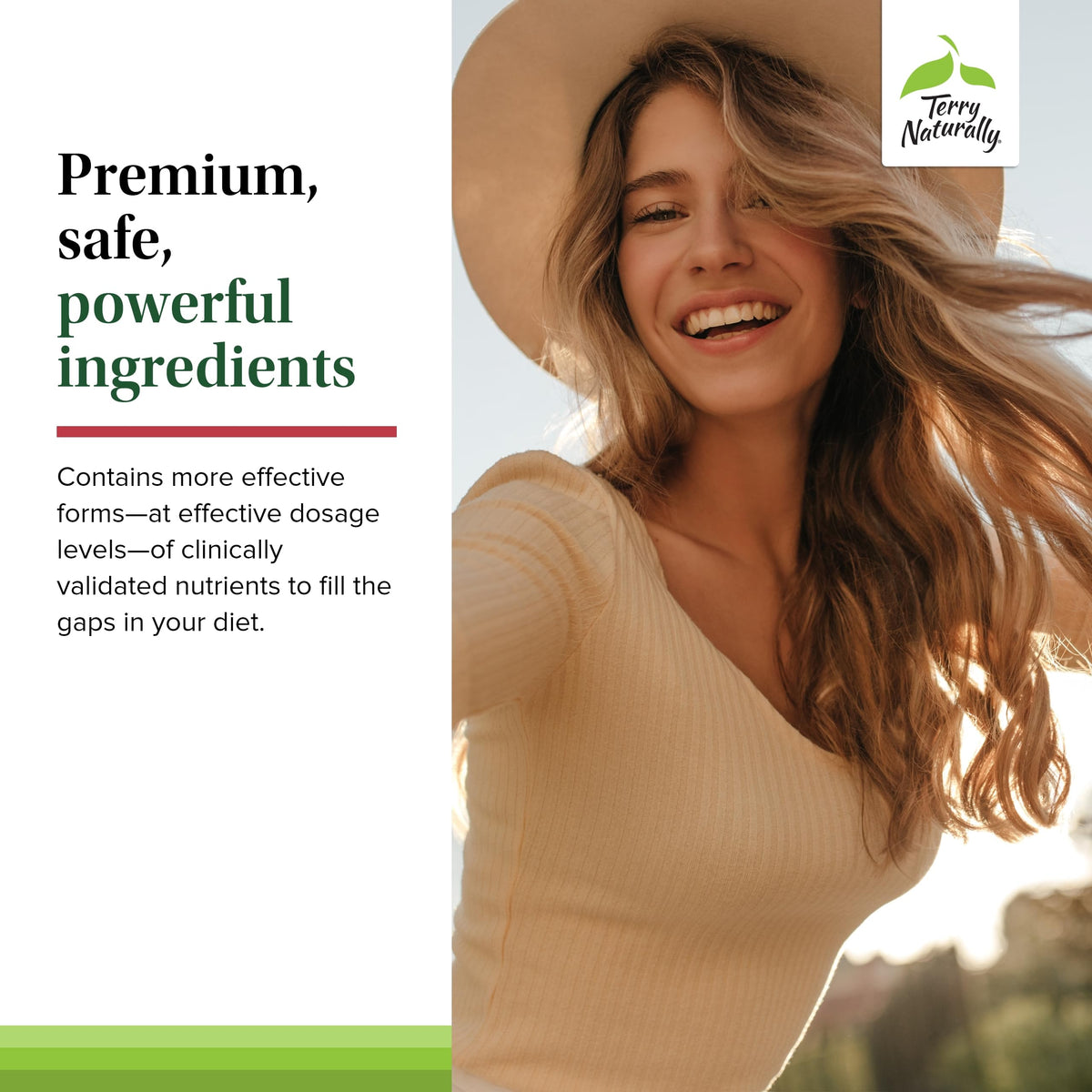 Terry Naturally Clinical Essentials capsules ouvertes montrant leur taille