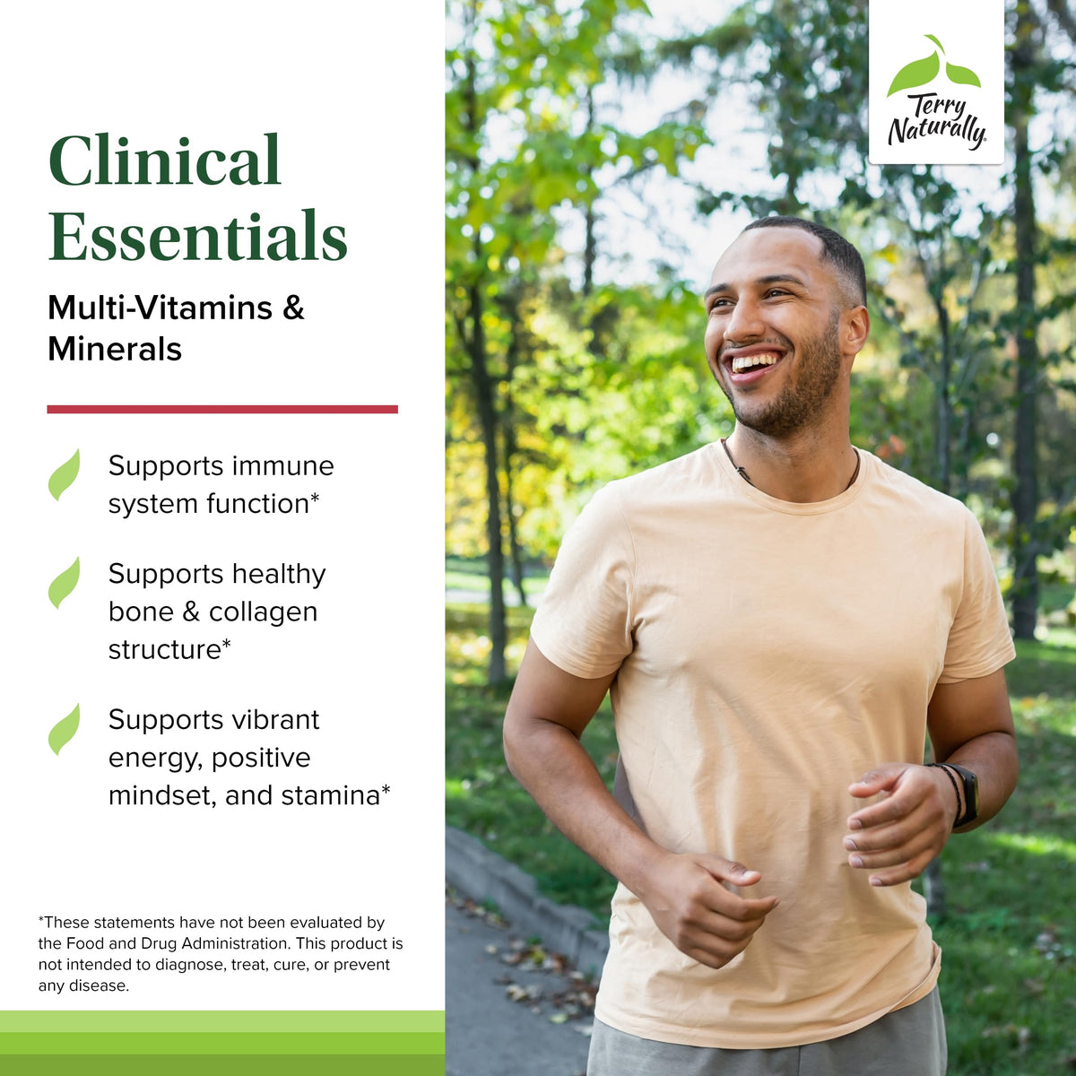 Terry Naturally Clinical Essentials capsules sur une surface blanche