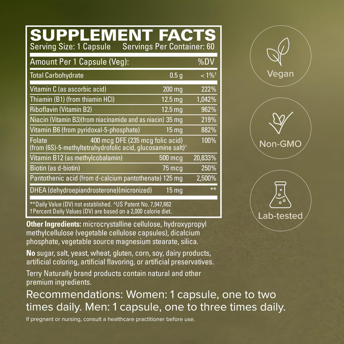 Terry Naturally Cortisol Rescue capsules avec des légumes frais