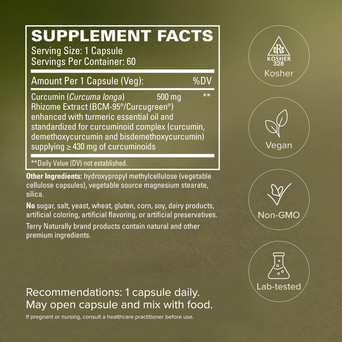 Terry Naturally CuraMed 500mg capsules sur une table