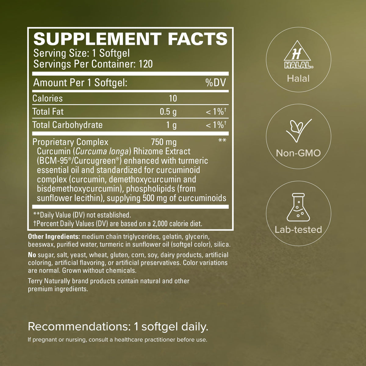 Terry Naturally CuraMed 750mg capsules with a glass of water