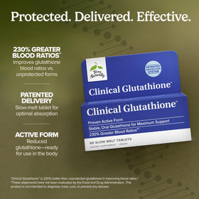 Terry Naturally L-Glutathione comprimés sur une table