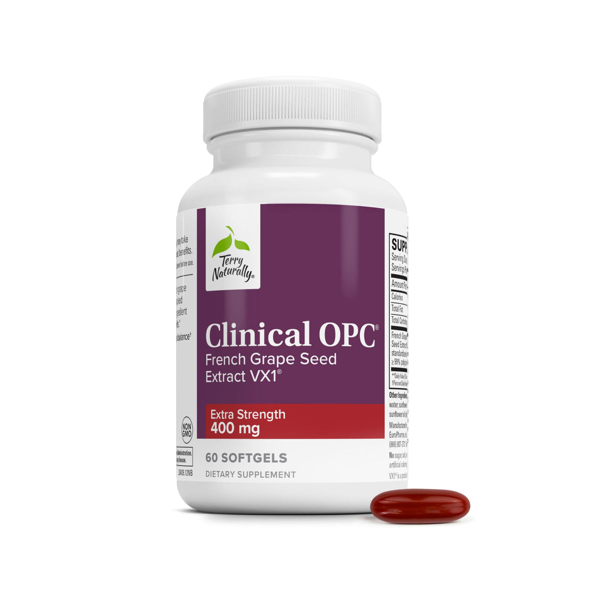 Terry Naturally OPC Extra Fort 60 gélules, vue avant du flacon