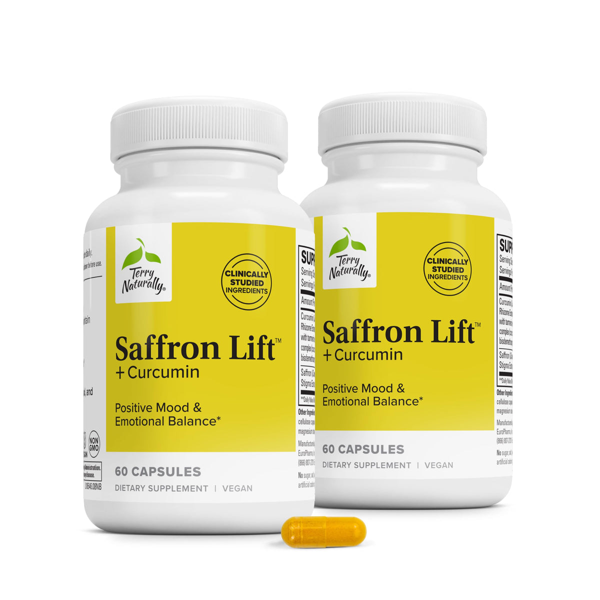 Terry Naturally Saffron Lift + Curcumin 60 capsules front view