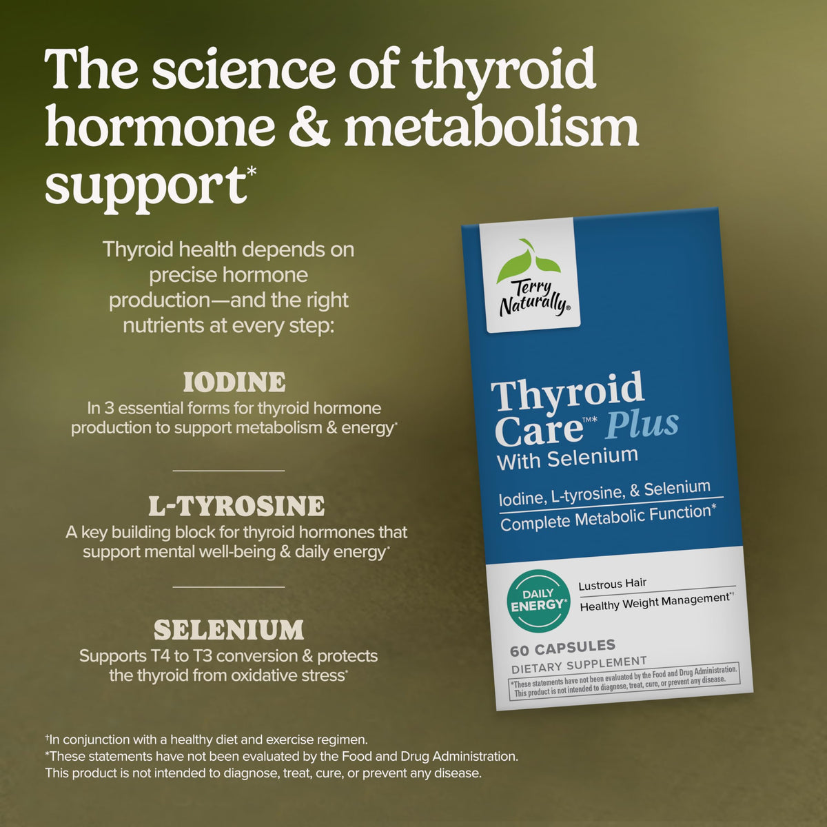 Terry Naturally Thyroid Care Plus capsules sur une table