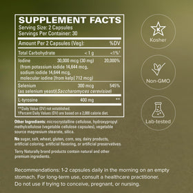 Terry Naturally Thyroid Care Plus ingrédients sur l'étiquette