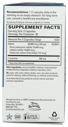 Terry Naturally Thyroid Care Plus sur une table avec des plantes