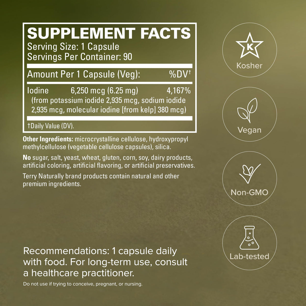 Terry Naturally Tri-Iodine 6,25 mg boîte ouverte avec capsules