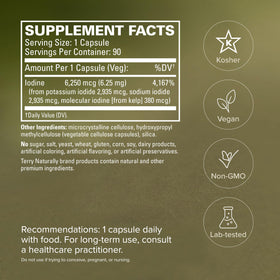 Terry Naturally Tri-Iodine 6,25 mg boîte ouverte avec capsules