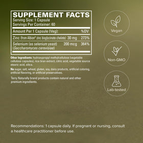 Terry Naturally Zinc Plus Selenium capsules ouvertes