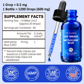 Test de laboratoire pour les gouttes de bleu de méthylène Bluesun