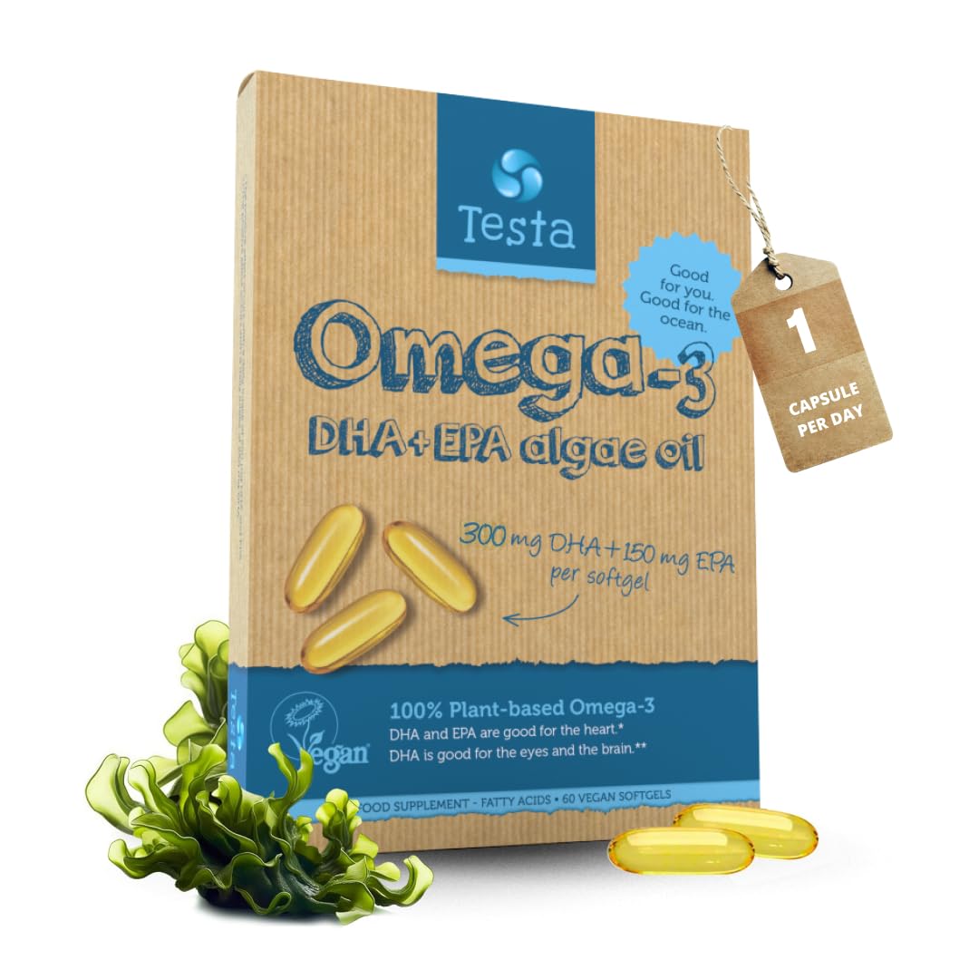Testa Omega 3 Capsules Vegan de face avec emballage