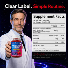 Tewuky Gummies de Magnésium Glycinate 400mg montrant la taille des gummies