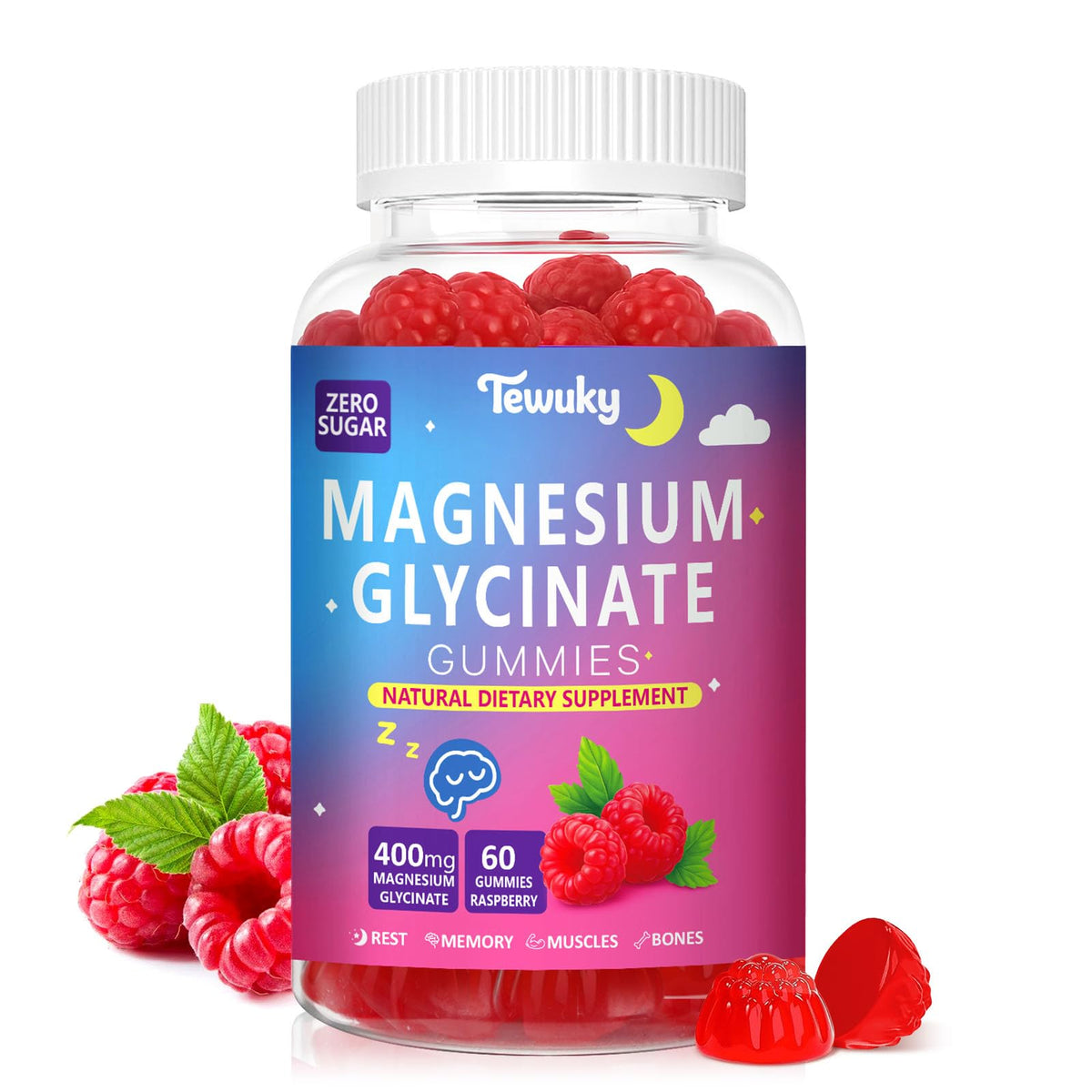 Tewuky Gummies de Magnésium Glycinate 400mg paquet avant