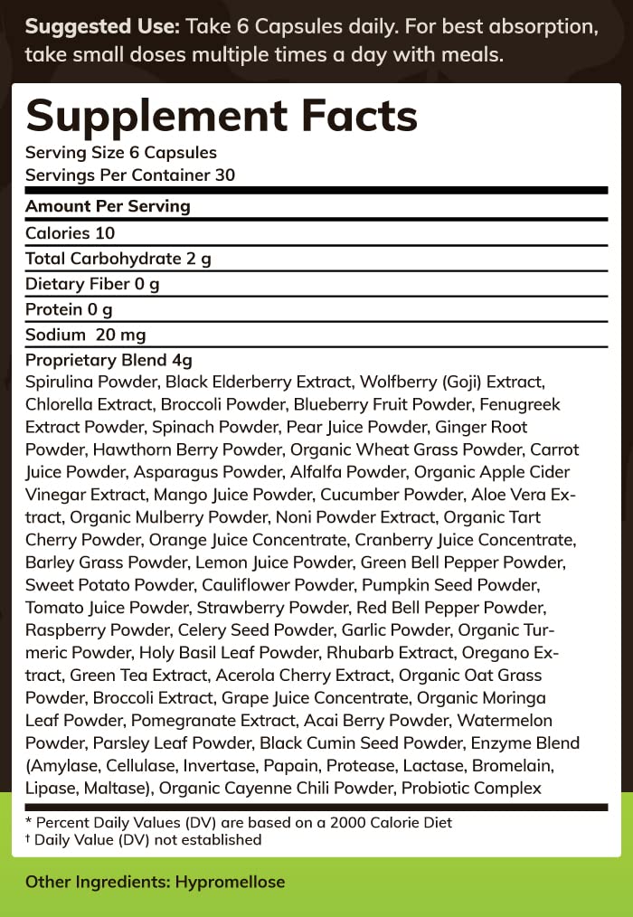 Texas SuperFood Original Superfood Capsules displayed with a measuring spoon