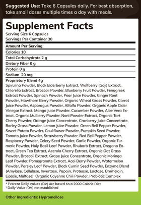 Texas SuperFood Original Superfood Capsules displayed with a measuring spoon
