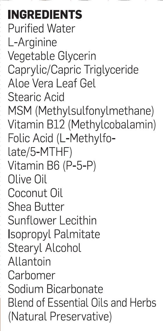 Texture de la crème B12 BIOLABS PRO sur une main