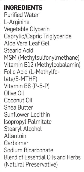 Texture de la crème B12 BIOLABS PRO sur une main