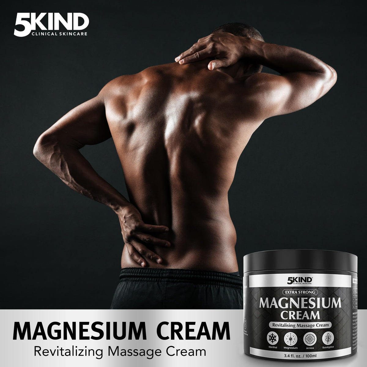 Texture de la crème de magnésium 5kind application sur la main