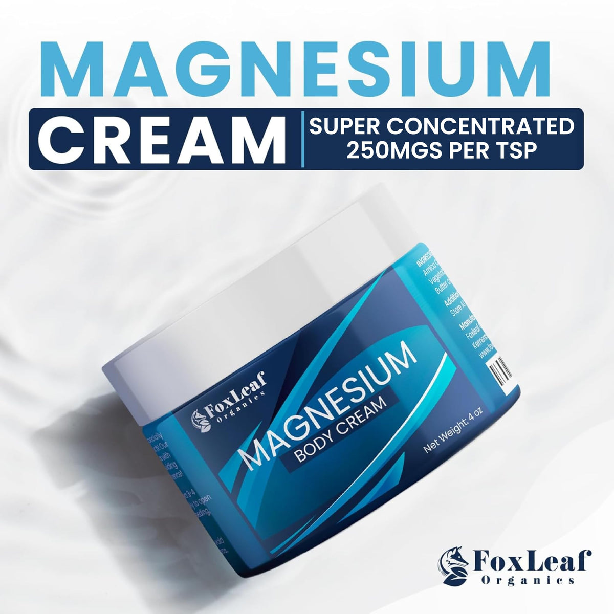 Texture de la crème de magnésium FOXLEAF sur une main