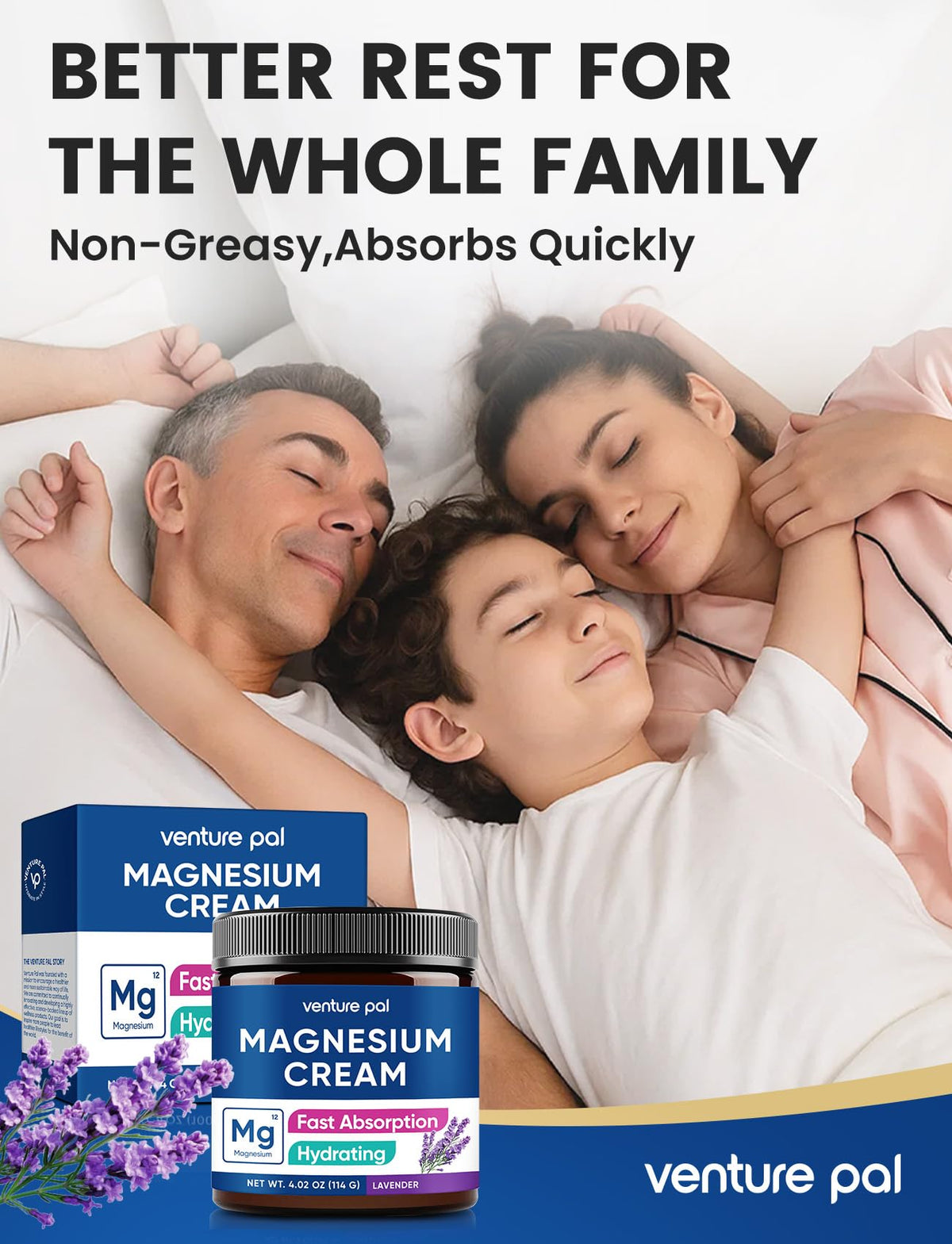 Texture de la crème de magnésium Venture Pal sur une main