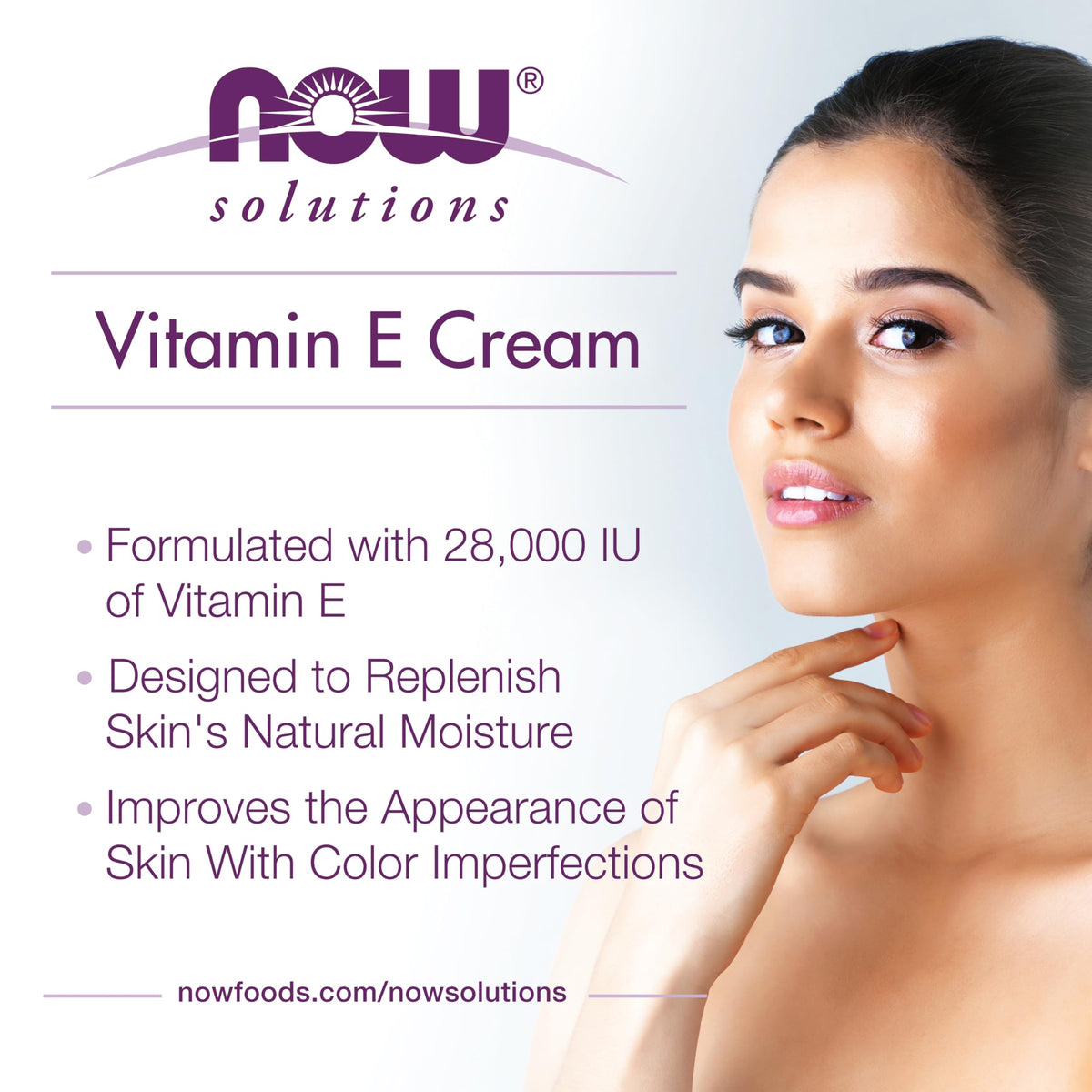 Texture de la Crème de Vitamine E NOW Foods sur une main