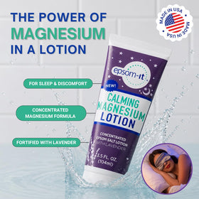 Texture de la lotion magnésium apaisante EPSOM-IT sur la main