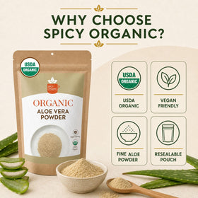 Texture de la poudre d'Aloe Vera Bio SPICY ORGANIC
