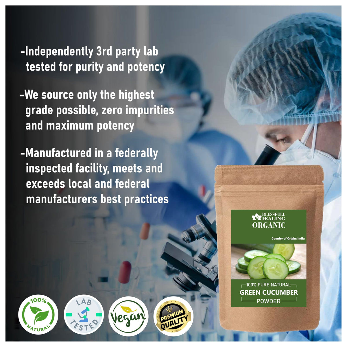 Texture de la poudre de concombre vert Blessfull Healing