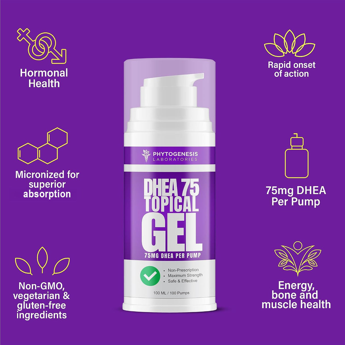 Texture du Gel Topique DHEA ANDROGENESIS sur un doigt