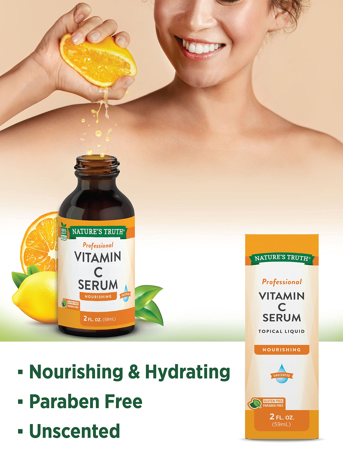 Texture du sérum de vitamine C Nature's Truth sur la peau
