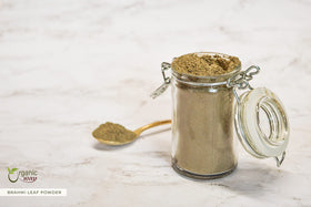 Texture fine de la poudre de feuille de brahmi Organic Way