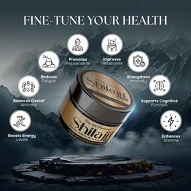 The 100 Percent Shilajit Pur Himalayen 600mg sur fond blanc