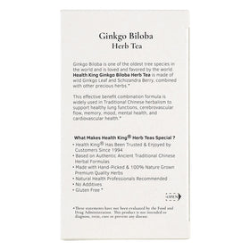 Thé aux herbes Ginkgo Biloba Health King sachets à côté d'une tasse