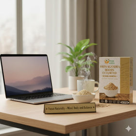 Thé d'Ashwagandha en feuilles libres dans un bol
