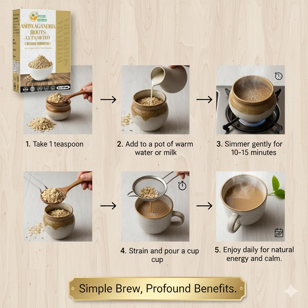 Thé d'Ashwagandha en infusion dans une tasse