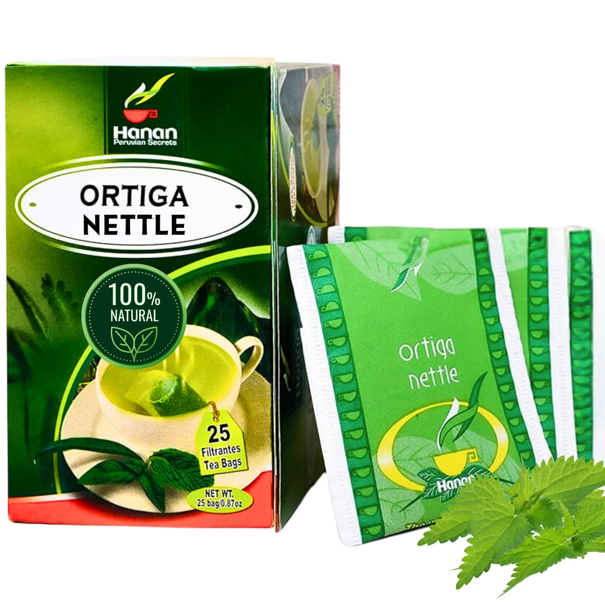 Thé de Ortie Hanan paquet de 25 sachets, vue frontale