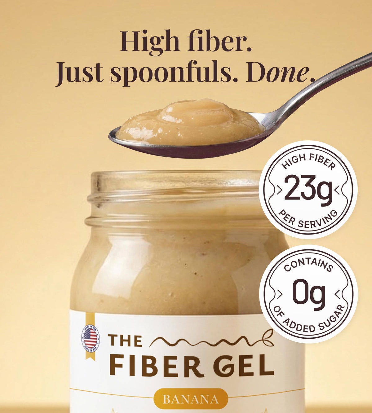 The Fiber Gel Gel de Fibres en pot, étiquette visible